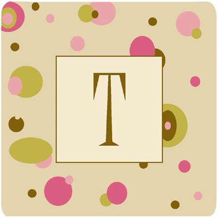 Carolines Treasures Monogram - Tan Dots Foam Coasters Initial Letter T- Set of 4 CJ1004-TFC